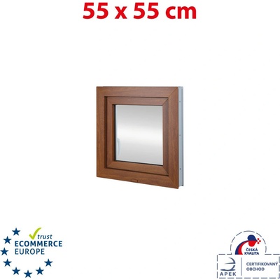 OKNA HNED Plastové okno 55x55 cm otevíravé i sklopné levé, zlatý dub/bílá – Sleviste.cz