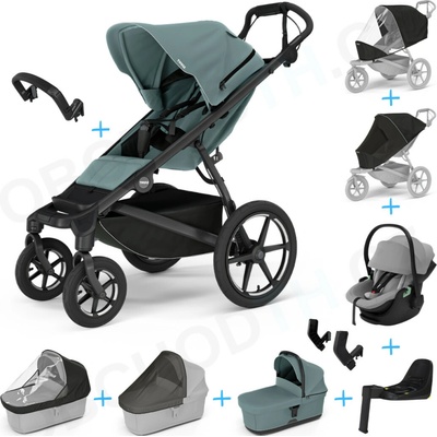 Thule Set 10v1 Urban Glide 4-wheel Mid blue 2024+madlo+vanička Mid blue+Thule Maple Light Gray+Thule Alfi+príslušenstvo