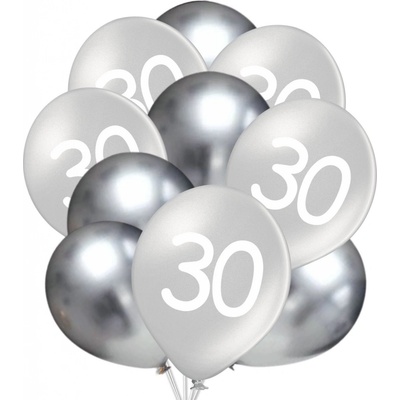 Balonky.cz Balónky 30 narozeniny stříbrné 30 cm mix