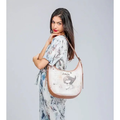 Anekke memories ГОЛЯМА ОВАЛНА ЧАНТА С ОТКРОЯВАЩ СЕ ДИЗАЙНЕРСКИ ПРИНТ