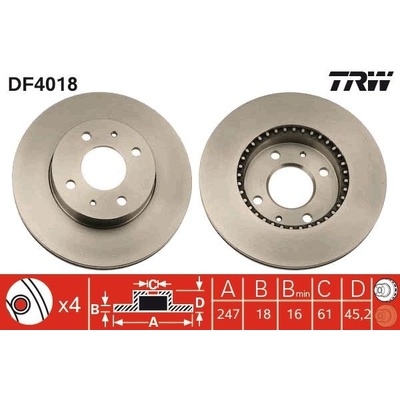 Brzdový kotúč TRW DF4018