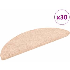 vidaXL Изтривалки за стълби, самозалепващи се, 30 бр. , 56x17x3 см, светлокафяви, полукръгли (3365679)