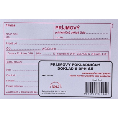 Igaz 44 Príjm.pokl.doklad s DPH A6sam