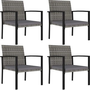 vidaXL Градински трапезни столове, 4 бр, полиратан, сиви (315113)