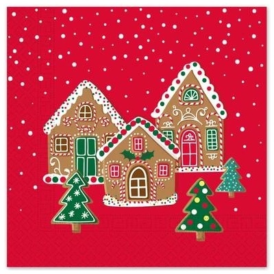 Procos Vianočné papierové obrúsky 3V chalúpky 33x33cm