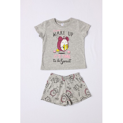 JOYCE Dívčí bavlněné pyžamo WAKE UP šedá