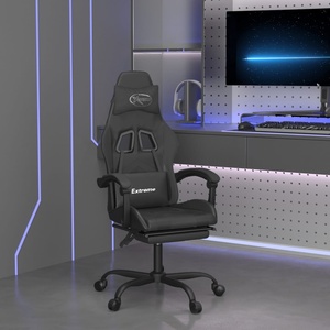 vidaXL Гейминг стол с опора за крака, черен, изкуствена кожа (3143910)