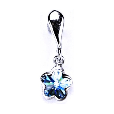 Čištín Stříbrný přívěšek kytička Swarovski krystal akvamarin P 1297 22