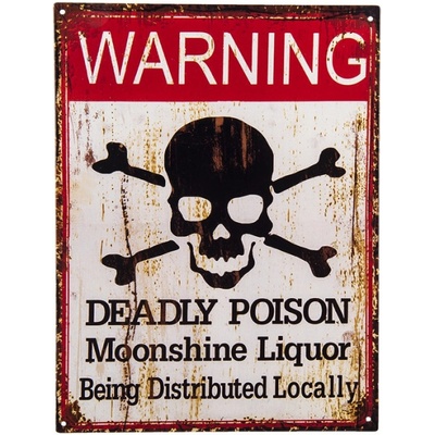 Nástěnná kovová cedule Warning – 25x1x33 cm
