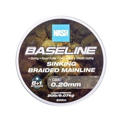 Nash Splietaná Šnúra Baseline Sinking Braid Camo 600 m 0,20 mm 9,07 kg