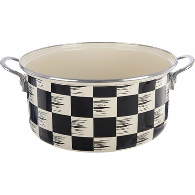 Orion Kastrol ŠACHOVNICE Lem 5 l 26 cm smaltovaný plech, nerezová ocel, kov béžová, černá, 8592381207045
