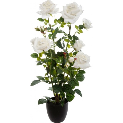 Atmosphera Umělá rostlina v květináči Růže, 74 cm, bílá