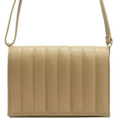 Prošívaná kožená crossbody kabelka L31179 béžová