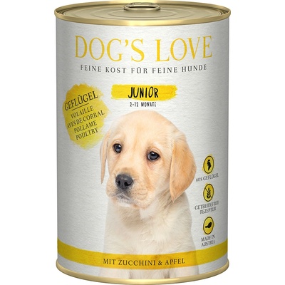 DOG’S LOVE 12x400г Junior Dog´s Love, консервирана храна за кучета - с птиче месо