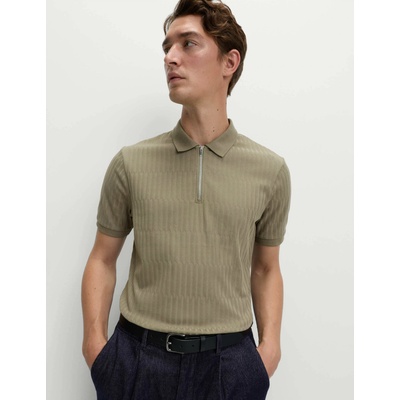 Marks & Spencer Жакардово поло с високо съдържание на памук и цип Marks & Spencer зелено Marks & Spencer | Zelen | МЪЖЕ | S REG