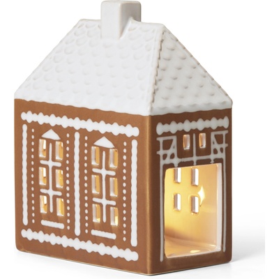 Kähler Свещник за чаена свещ GINGERBREAD LIGHTHOUSE 15, 5 см, кафяв, керамика с глазура, Kähler (KAH693523)