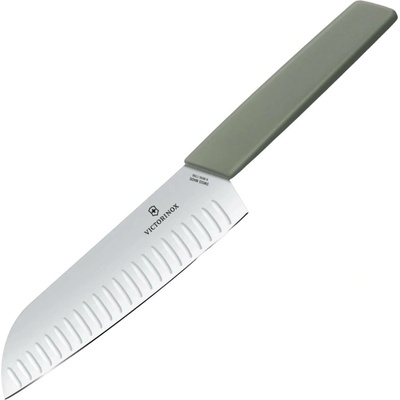 VICTORINOX Santoku nůž, vroubkovaná čepel, 17 cm, olivově zelený 6.9056.17K6B