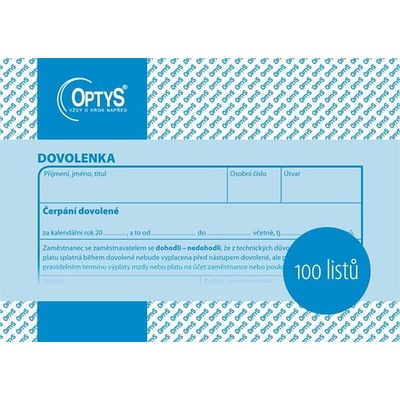 Optys 1146 Dovolenka A6, 100 listů