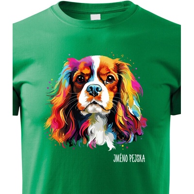 Dětské tričko Kavalír King Charles španěl Zelená Canvas tričko 2441