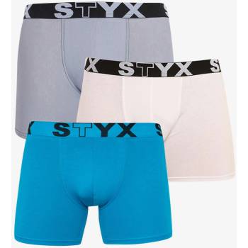 Styx Комплект от три - мъжки боксерки Styx дълги спортни еластични многоцветни Styx | Sin Byal Siv | МЪЖЕ | M