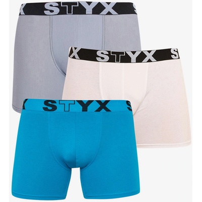 Styx Комплект от три - мъжки боксерки Styx дълги спортни еластични многоцветни Styx | Sin Byal Siv | МЪЖЕ | M