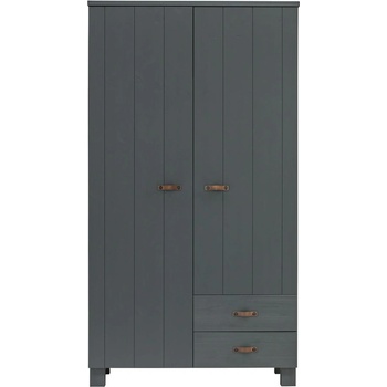 WOOOD Тъмносив гардероб от борова дървесина 111x202 cm Dennis - WOOOD (365536-GBS-LGR)