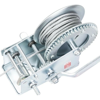 Naviják Strend Pro HW-100-1350, račňový, ručný, oceľové lano L-10 m/5 mm, max. 1350 kg