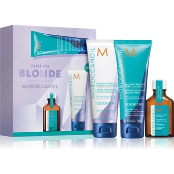 Moroccanoil Color Care Treatment Light olej 25 ml + Blonde Perfecting fialový šampon 70 ml + Blonde Perfecting fialový kondicionér 70 ml dárková sada