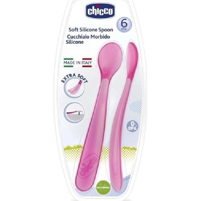 Chicco Mäkká silikónová lyžička, modrá, 2 ks