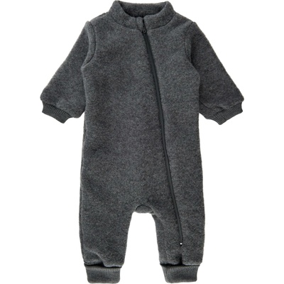 Merino overal na zip bez kapuce tmavě šedý Anthracite Melange Mikk Line