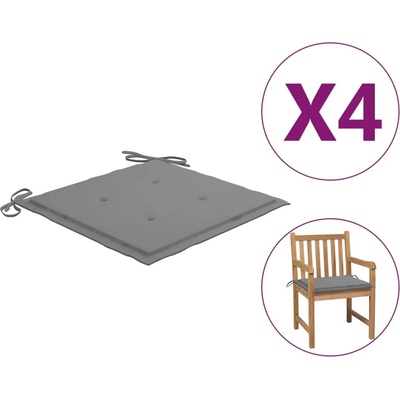 vidaXL Възглавници за столове 4 бр сиви 50x50x4 см Оксфорд плат (314040)