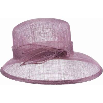 Seeberger Cloche slavnostní klobouk s ozdobou ze sisálové slámy ametyst