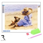 RIla Crafts Диамантена мозайка - гоблен Rila Crafts, 30х40см, Жена на плажа (R1-12D) - technomani