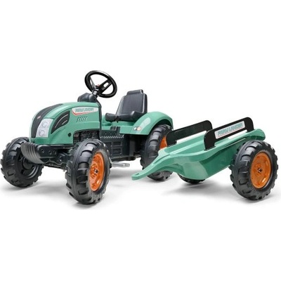 FALK Голяма педална тракторна количка 1054AB - Farm Lander с ремарке - зелен