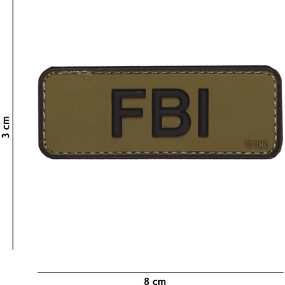 Gumová nášivka 101 Inc nápis FBI - coyote