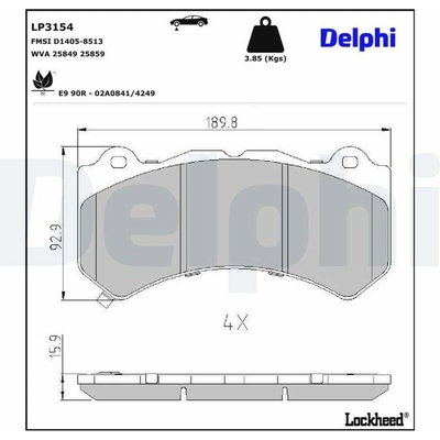 Sada brzdových platničiek kotúčovej brzdy DELPHI LP3154