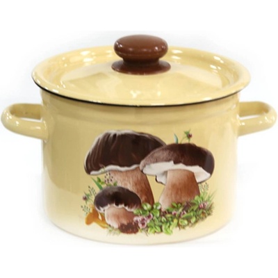 idilia 26 см (9 л. ) емайлирана тенджера с метален капак idilia разцветка Гъбки със сметана