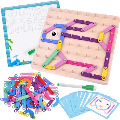 JOKO Sada Drevené Montesorri Puzzle Paličky + tabuľa s fixou 2v1