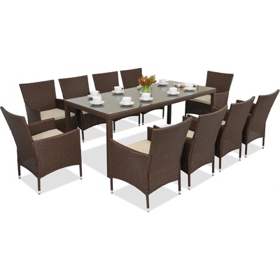 Garden Point Техноратанови градински мебели Milan/Grenada 10 с голяма маса Garden Point кафява (GAP501-10)