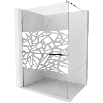 Mexen Kioto+ душ стена с рафт Walk-in 70 x 200 см, бял мотив, хром - 800-070-121-01-85 (800-070-121-01-85)