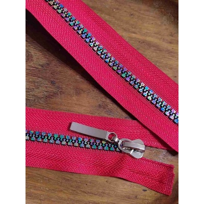 Duhový kostěný zip šíře 5 mm délka 80 cm červená