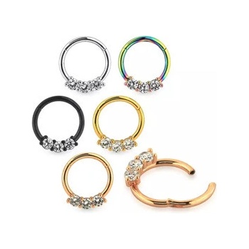 Piercingate Kruh segment s kamínky PKR00155 Černá