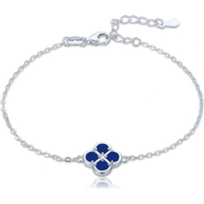 MINET 4113 Stříbrný náramek čtyřlístek s lapisem