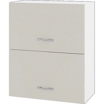 ИРИМ Горен шкаф с две хоризонтални врати Сити БС-11 бяло гладко / сатен 60 см