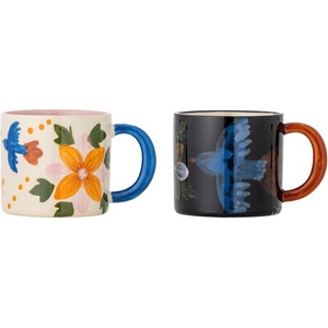 Bloomingville Черни/бежови керамични чаши в комплект 2 бр. 300 ml Maricala - Bloomingville (82063234)