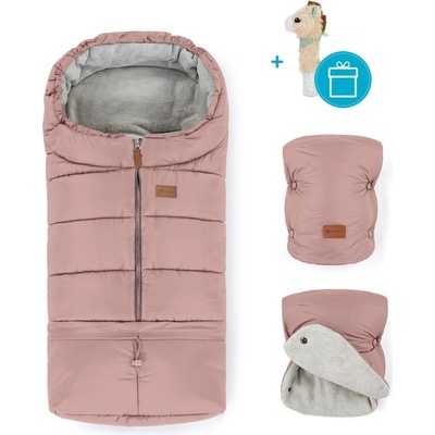 Pettite&Mars Set zimný Jibot 3v1 + rukavice na kočárek Jasie Dusty Pink