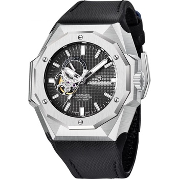 Pagani Мъжки часовник Pagani Design Javelot, Автоматичен, Естествена кожа, Сребрист / Черен (PD-YS010FLAT-BLACK-SILV-BL)