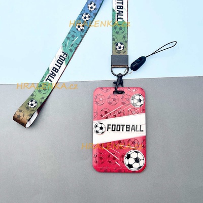 Šňůrka na krk 22504 s cedulkou červenovínová Fotbal