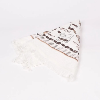 Image 1 of Хавлиена кухненска кърпа в бял цвят на тема кафе