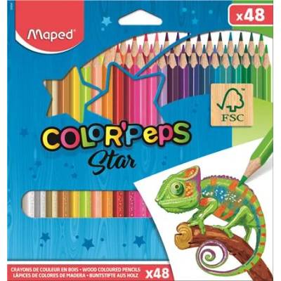 Maped Комплект цветни моливи, триъгълни, MAPED "ColorPeps Star", 48 различни цвята 832048FC (832048FC)